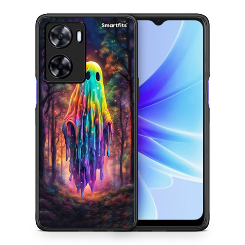 Θήκη Oppo A57s / A77s / A77 Halloween Ghost από τη Smartfits με σχέδιο στο πίσω μέρος και μαύρο περίβλημα | Oppo A57s / A77s / A77 Halloween Ghost case with colorful back and black bezels