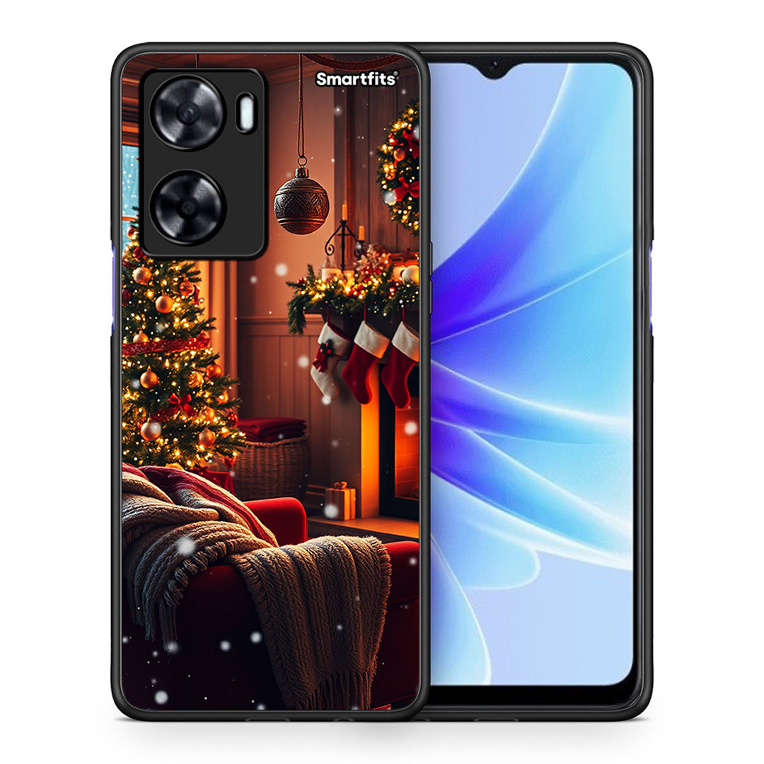 Θήκη Oppo A57s / A77s / A77 Home For Christmas από τη Smartfits με σχέδιο στο πίσω μέρος και μαύρο περίβλημα | Oppo A57s / A77s / A77 Home For Christmas case with colorful back and black bezels