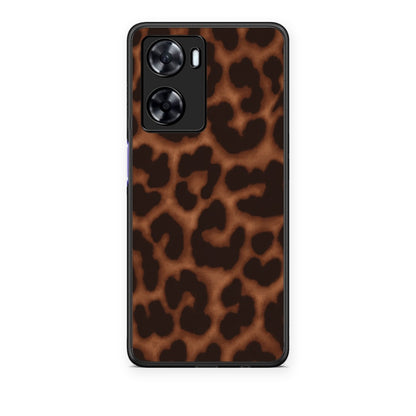 Θήκη OnePlus Nord N20 SE Leopard Print Dark Brown από τη Smartfits με σχέδιο στο πίσω μέρος και μαύρο περίβλημα | OnePlus Nord N20 SE Leopard Print Dark Brown case with colorful back and black bezels