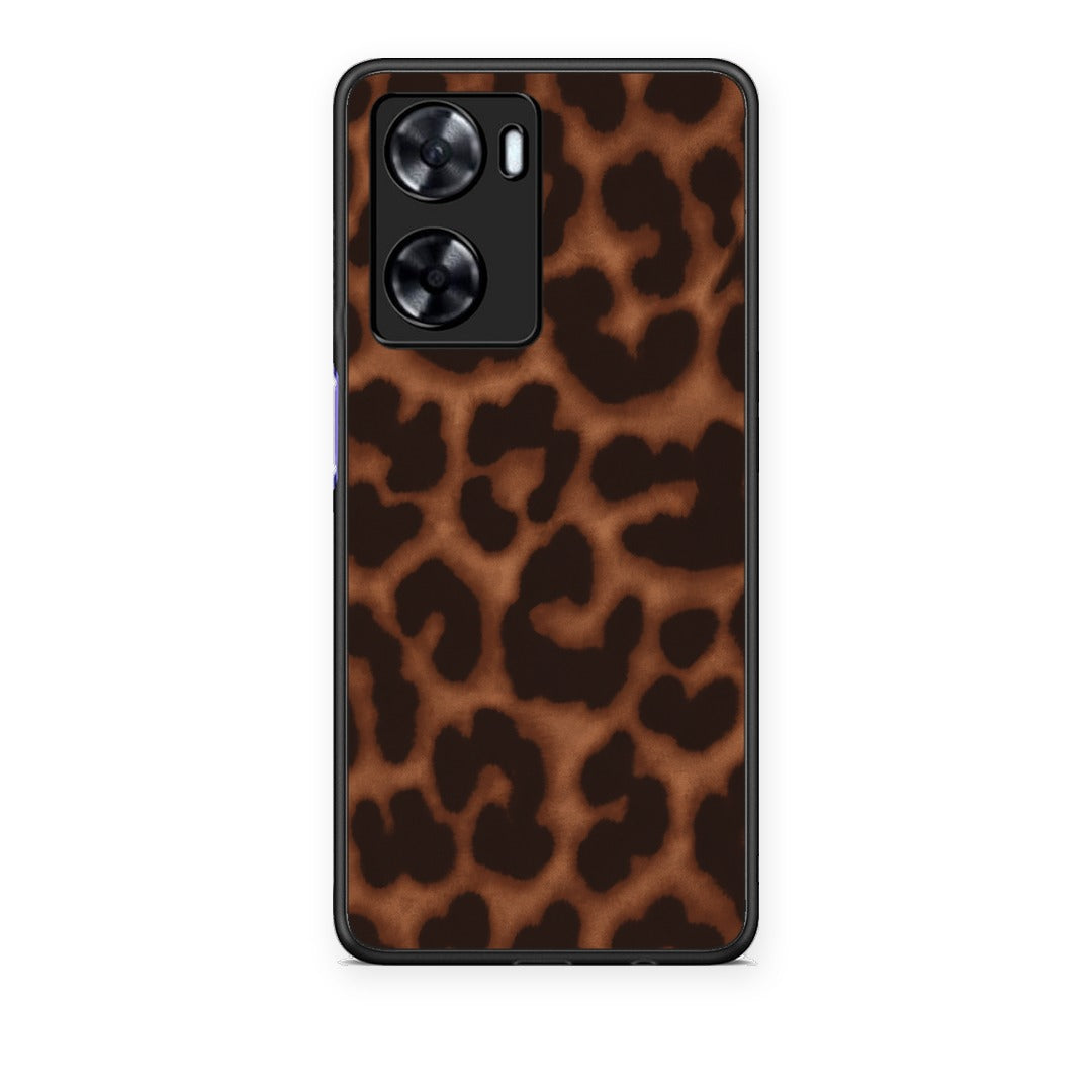 Θήκη Oppo A57s / A77s / A77 Leopard Print Dark Brown από τη Smartfits με σχέδιο στο πίσω μέρος και μαύρο περίβλημα | Oppo A57s / A77s / A77 Leopard Print Dark Brown case with colorful back and black bezels