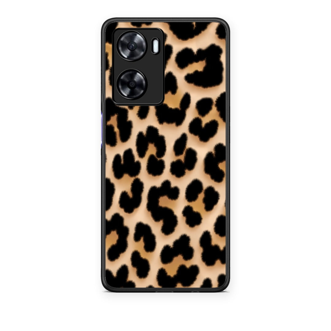Θήκη Oppo A57s / A77s / A77 Leopard Print Tan Large από τη Smartfits με σχέδιο στο πίσω μέρος και μαύρο περίβλημα | Oppo A57s / A77s / A77 Leopard Print Tan Large case with colorful back and black bezels