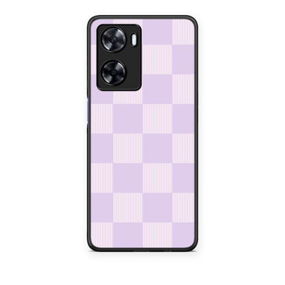 Θήκη OnePlus Nord N20 SE Lilac and Cream Striped Checks από τη Smartfits με σχέδιο στο πίσω μέρος και μαύρο περίβλημα | OnePlus Nord N20 SE Lilac and Cream Striped Checks case with colorful back and black bezels