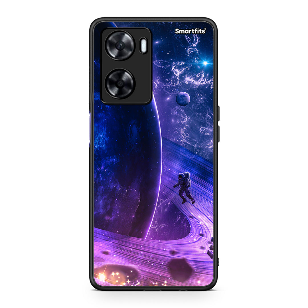 Oppo A57s / A77s / A58 / OnePlus Nord N20 SE Lost Astronaut θήκη από τη Smartfits με σχέδιο στο πίσω μέρος και μαύρο περίβλημα | Smartphone case with colorful back and black bezels by Smartfits