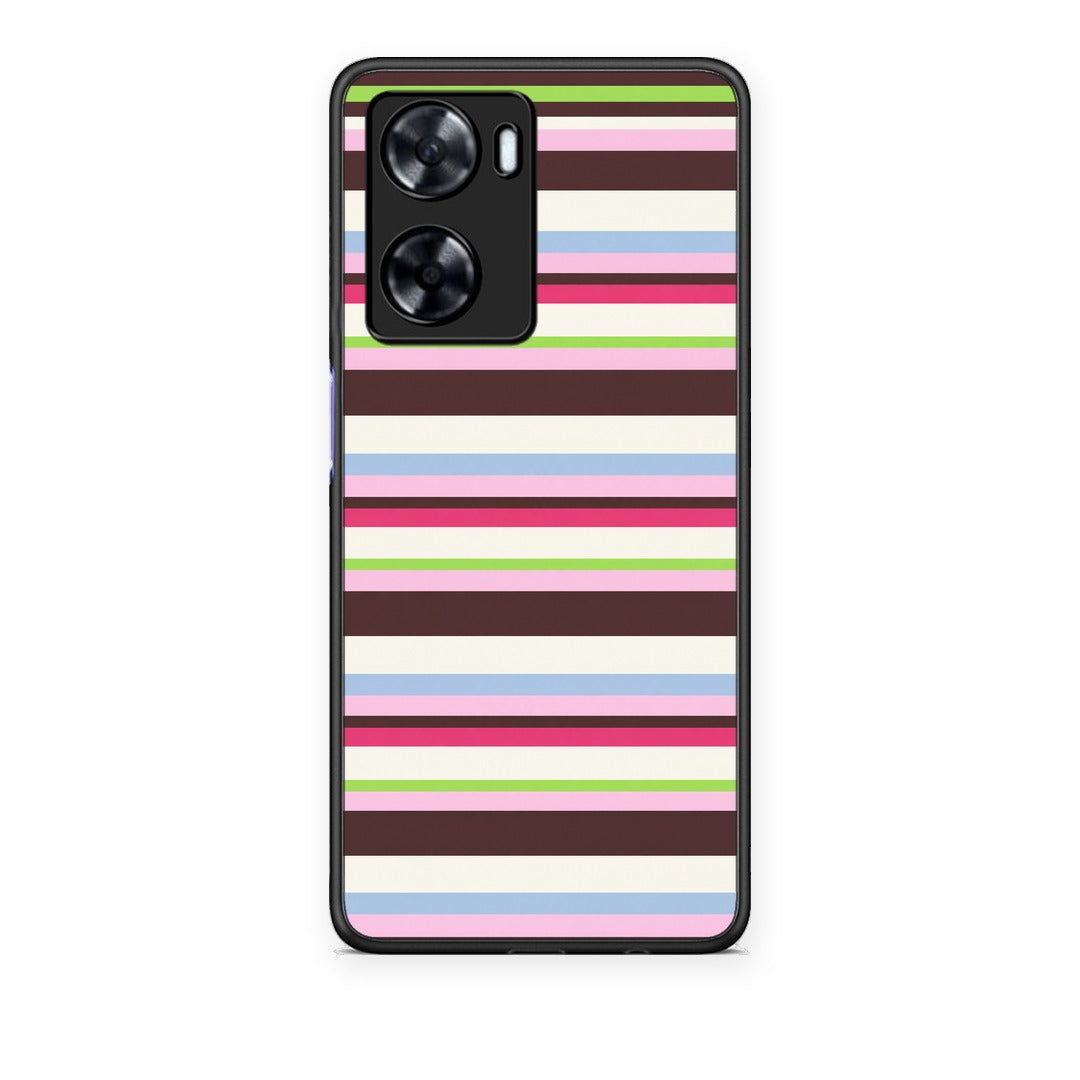 Θήκη Oppo A57s / A77s / A77 Multicolour Horizontal Stripes από τη Smartfits με σχέδιο στο πίσω μέρος και μαύρο περίβλημα | Oppo A57s / A77s / A77 Multicolour Horizontal Stripes case with colorful back and black bezels