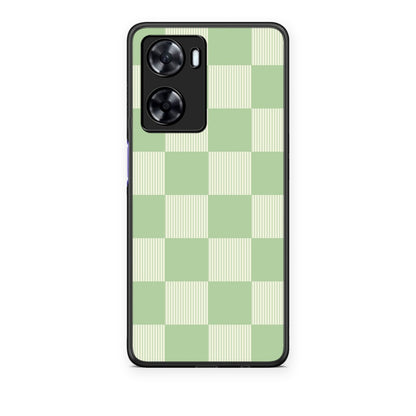 Θήκη OnePlus Nord N20 SE Sage and Cream Striped Checks από τη Smartfits με σχέδιο στο πίσω μέρος και μαύρο περίβλημα | OnePlus Nord N20 SE Sage and Cream Striped Checks case with colorful back and black bezels