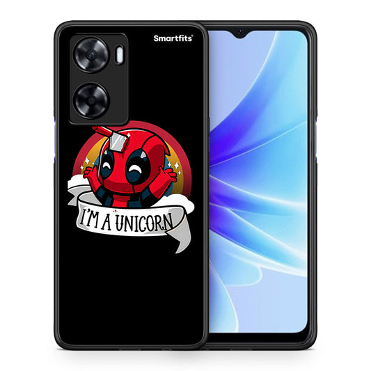 Θήκη Oppo A57s / A77s / A77 Unicorn Deadpool από τη Smartfits με σχέδιο στο πίσω μέρος και μαύρο περίβλημα | Oppo A57s / A77s / A77 Unicorn Deadpool case with colorful back and black bezels