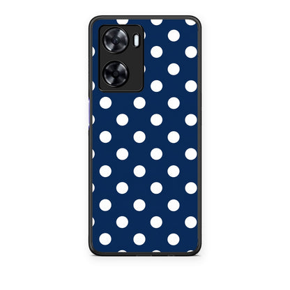 Θήκη Oppo A57s / A77s / A77 White Large Polka Dots on Navy από τη Smartfits με σχέδιο στο πίσω μέρος και μαύρο περίβλημα | Oppo A57s / A77s / A77 White Large Polka Dots on Navy case with colorful back and black bezels