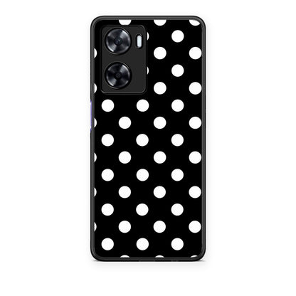 Θήκη OnePlus Nord N20 SE White Polka Dots on Black από τη Smartfits με σχέδιο στο πίσω μέρος και μαύρο περίβλημα | OnePlus Nord N20 SE White Polka Dots on Black case with colorful back and black bezels