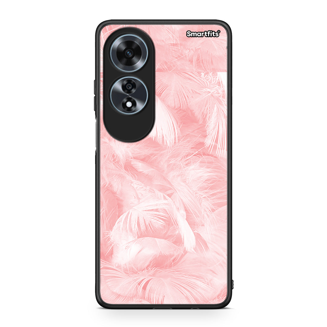 33 - Oppo A60 4G Pink Feather Boho case, cover, bumper