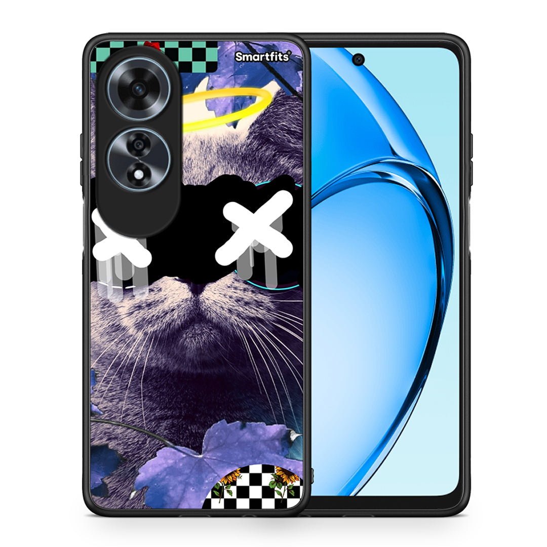 Θήκη Oppo A60 4G Cat Collage από τη Smartfits με σχέδιο στο πίσω μέρος και μαύρο περίβλημα | Oppo A60 4G Cat Collage case with colorful back and black bezels