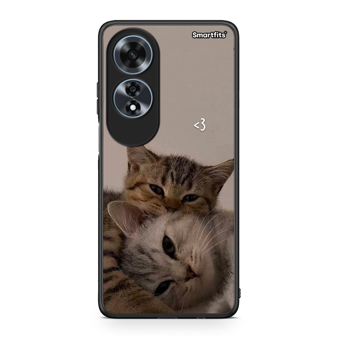 Oppo A60 4G Cats In Love Θήκη από τη Smartfits με σχέδιο στο πίσω μέρος και μαύρο περίβλημα | Smartphone case with colorful back and black bezels by Smartfits