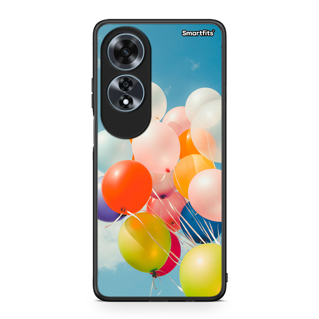 Oppo A60 4G Colorful Balloons θήκη από τη Smartfits με σχέδιο στο πίσω μέρος και μαύρο περίβλημα | Smartphone case with colorful back and black bezels by Smartfits