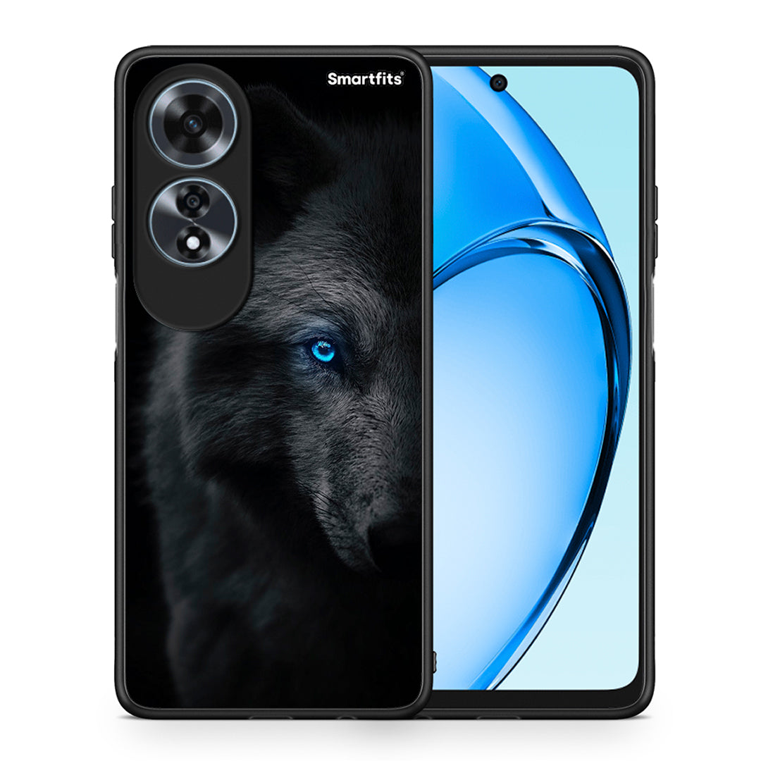 Θήκη Oppo A60 4G Dark Wolf από τη Smartfits με σχέδιο στο πίσω μέρος και μαύρο περίβλημα | Oppo A60 4G Dark Wolf case with colorful back and black bezels