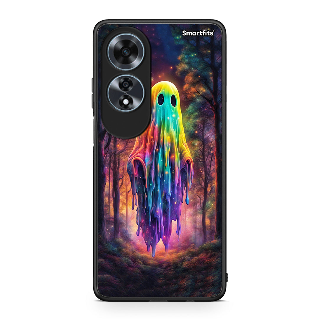 Oppo A60 4G Halloween Ghost θήκη από τη Smartfits με σχέδιο στο πίσω μέρος και μαύρο περίβλημα | Smartphone case with colorful back and black bezels by Smartfits
