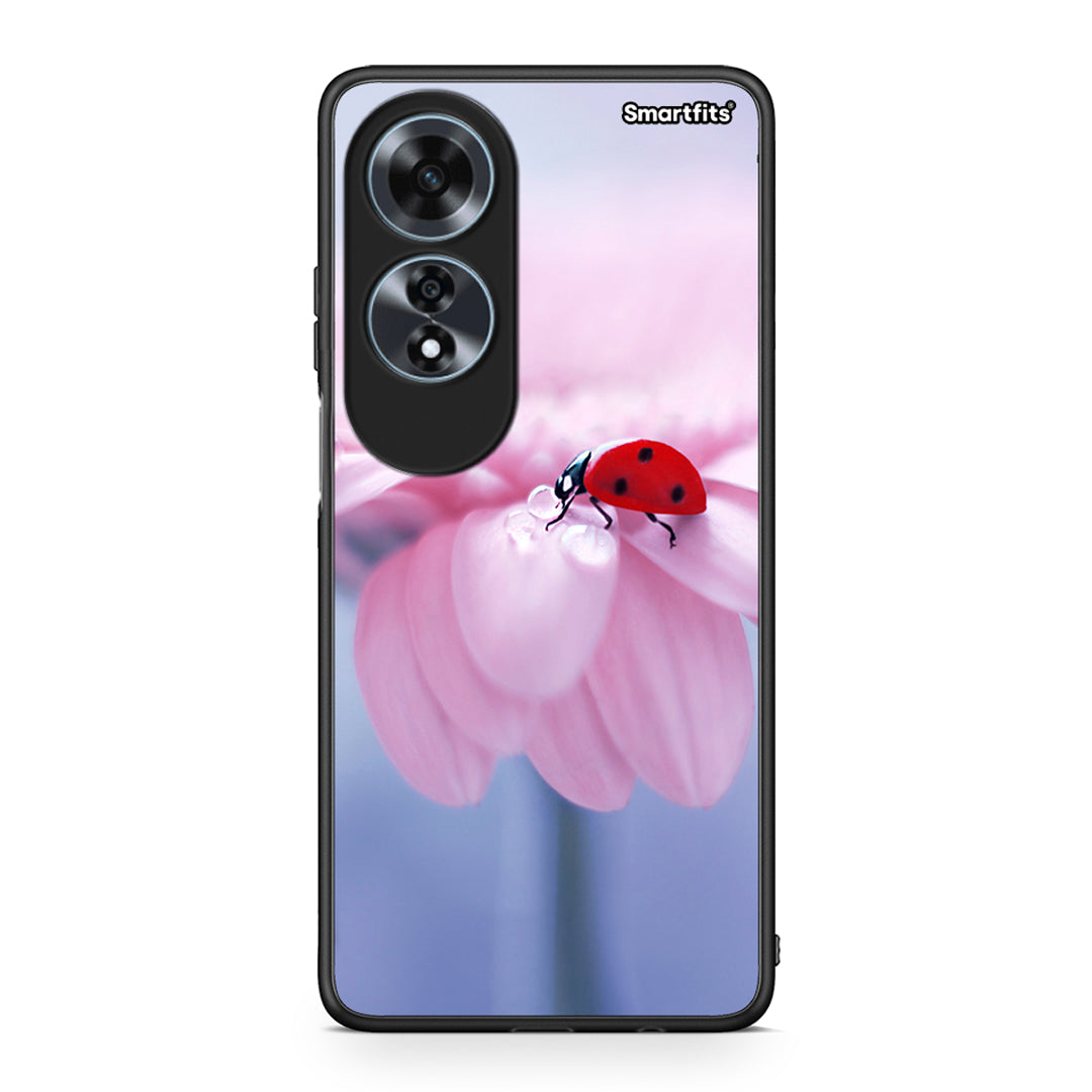 Oppo A60 4G Ladybug Flower θήκη από τη Smartfits με σχέδιο στο πίσω μέρος και μαύρο περίβλημα | Smartphone case with colorful back and black bezels by Smartfits