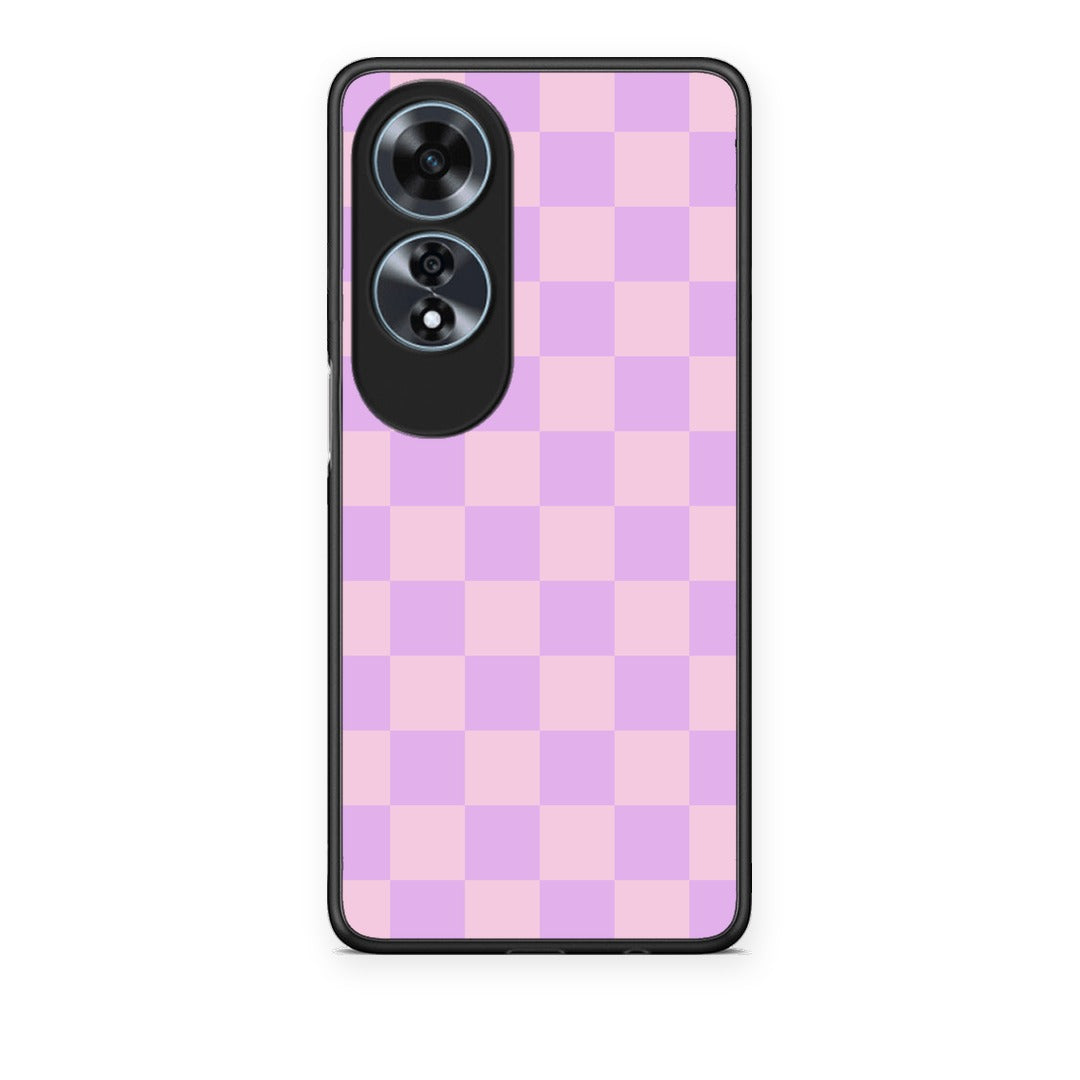 Θήκη Oppo A60 4G Lavender and Pink Checkerboard από τη Smartfits με σχέδιο στο πίσω μέρος και μαύρο περίβλημα | Oppo A60 4G Lavender and Pink Checkerboard case with colorful back and black bezels