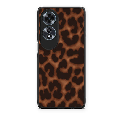 Θήκη Oppo A60 4G Leopard Print Dark Brown από τη Smartfits με σχέδιο στο πίσω μέρος και μαύρο περίβλημα | Oppo A60 4G Leopard Print Dark Brown case with colorful back and black bezels
