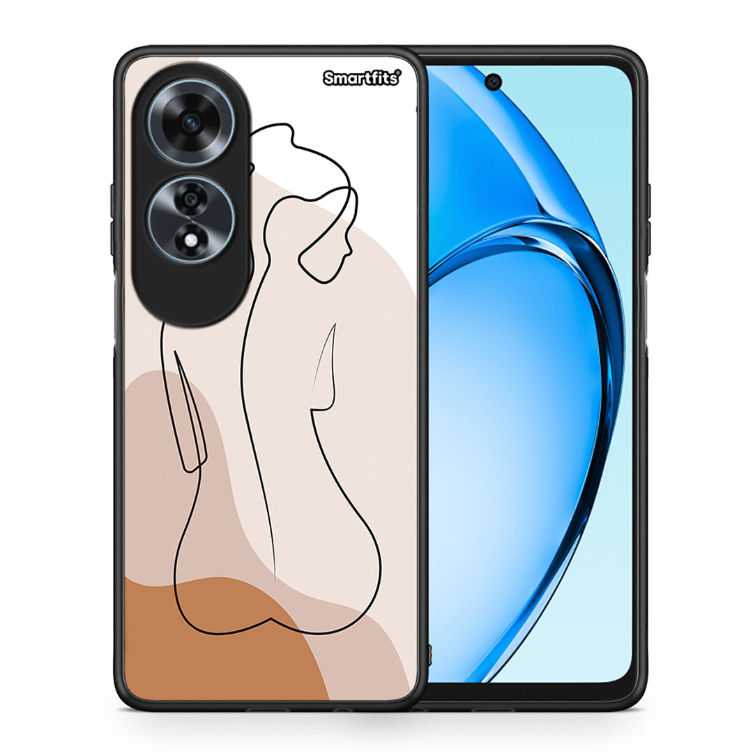 Θήκη Oppo A60 4G LineArt Woman από τη Smartfits με σχέδιο στο πίσω μέρος και μαύρο περίβλημα | Oppo A60 4G LineArt Woman case with colorful back and black bezels