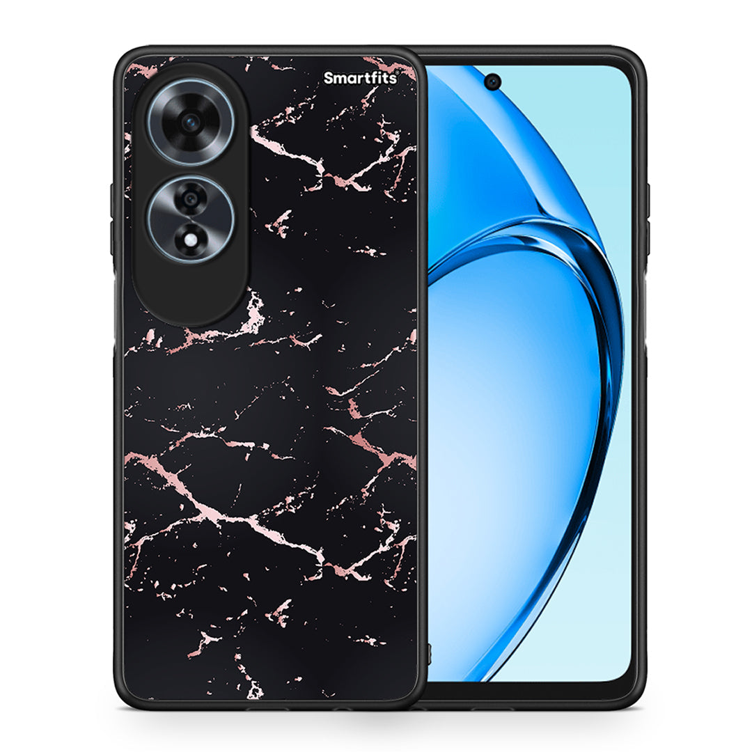 Θήκη Oppo A60 4G Black Rosegold Marble από τη Smartfits με σχέδιο στο πίσω μέρος και μαύρο περίβλημα | Oppo A60 4G Black Rosegold Marble case with colorful back and black bezels