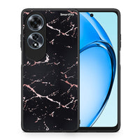 Thumbnail for Θήκη Oppo A60 4G Black Rosegold Marble από τη Smartfits με σχέδιο στο πίσω μέρος και μαύρο περίβλημα | Oppo A60 4G Black Rosegold Marble case with colorful back and black bezels