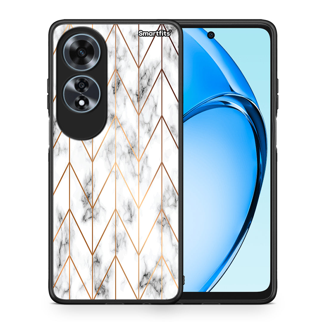 Θήκη Oppo A60 4G Gold Geometric Marble από τη Smartfits με σχέδιο στο πίσω μέρος και μαύρο περίβλημα | Oppo A60 4G Gold Geometric Marble case with colorful back and black bezels