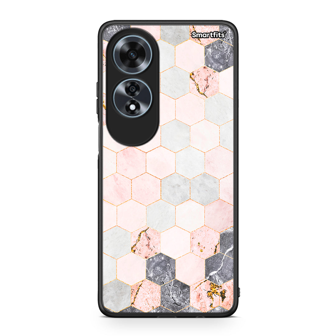 4 - Oppo A60 4G Hexagon Pink Marble case, cover, bumper