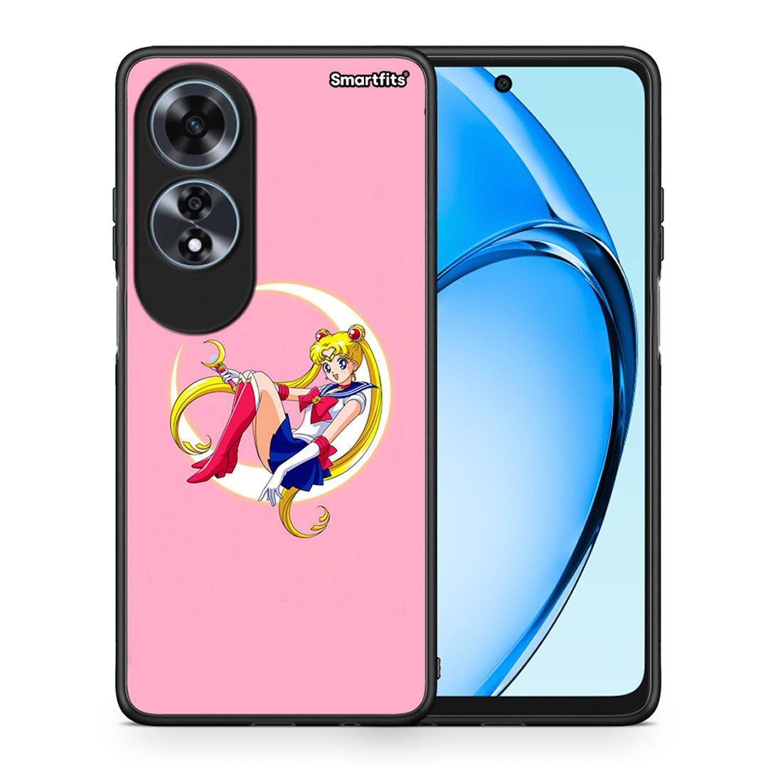 Θήκη Oppo A60 4G Moon Girl από τη Smartfits με σχέδιο στο πίσω μέρος και μαύρο περίβλημα | Oppo A60 4G Moon Girl case with colorful back and black bezels