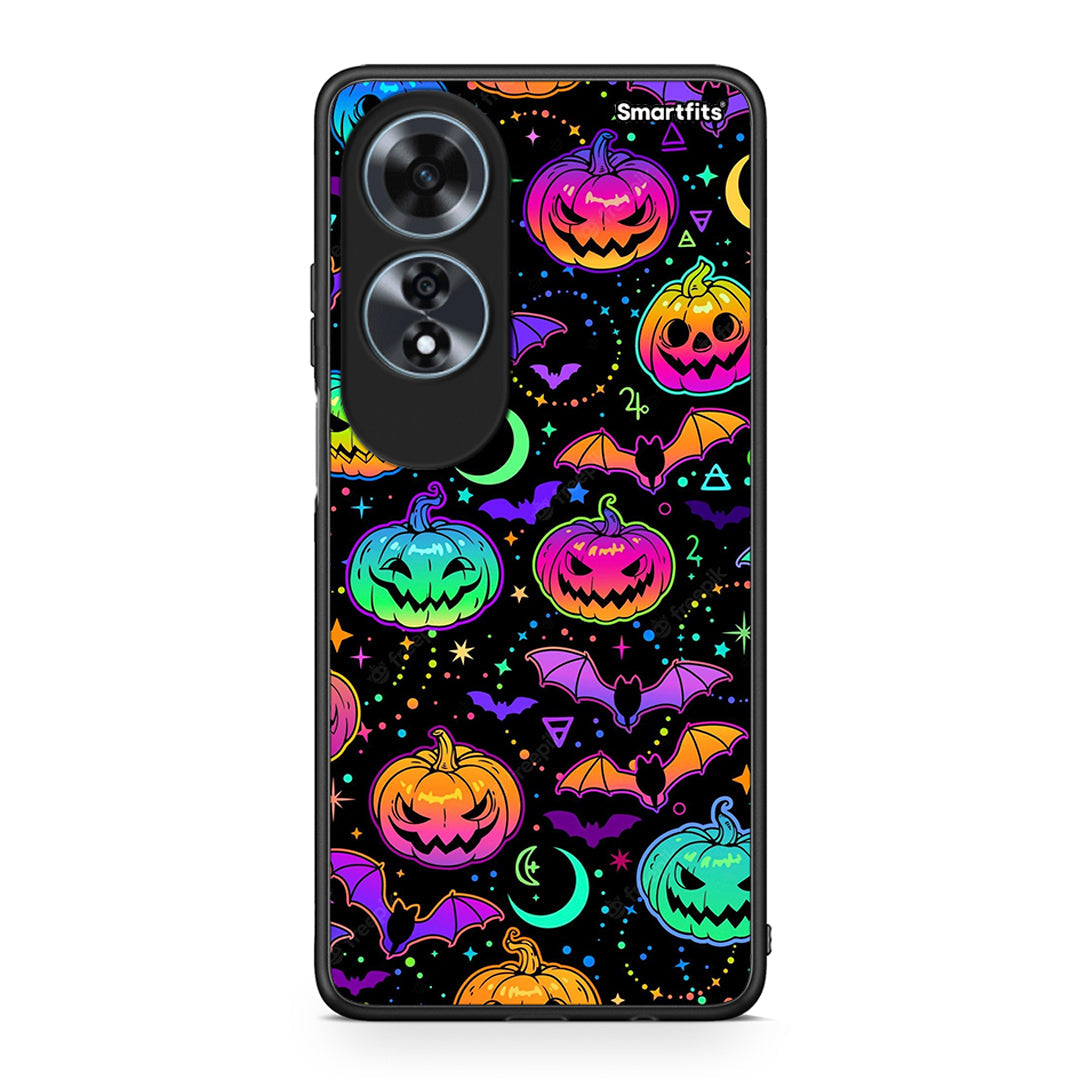 Oppo A60 4G Neon Halloween θήκη από τη Smartfits με σχέδιο στο πίσω μέρος και μαύρο περίβλημα | Smartphone case with colorful back and black bezels by Smartfits