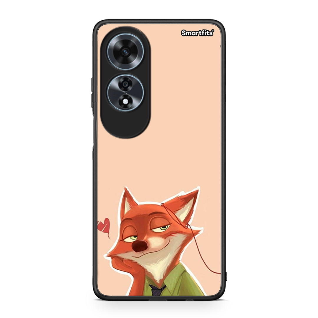 Oppo A60 4G Nick Wilde And Judy Hopps Love 1 θήκη από τη Smartfits με σχέδιο στο πίσω μέρος και μαύρο περίβλημα | Smartphone case with colorful back and black bezels by Smartfits