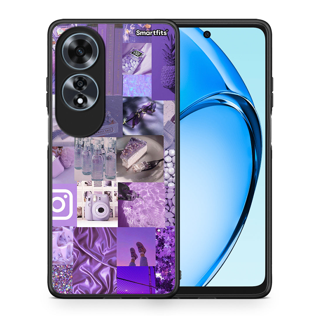 Θήκη Oppo A60 4G Purple Aesthetic Collage από τη Smartfits με σχέδιο στο πίσω μέρος και μαύρο περίβλημα | Oppo A60 4G Purple Aesthetic Collage case with colorful back and black bezels