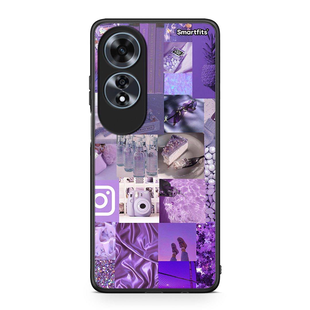 Oppo A60 4G Purple Aesthetic Collage θήκη από τη Smartfits με σχέδιο στο πίσω μέρος και μαύρο περίβλημα | Smartphone case with colorful back and black bezels by Smartfits