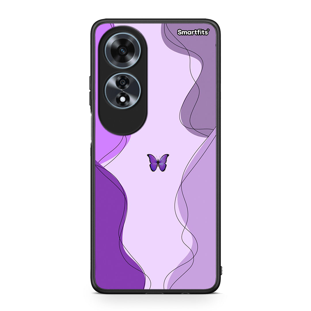 Oppo A60 4G Purple Mariposa Θήκη Αγίου Βαλεντίνου από τη Smartfits με σχέδιο στο πίσω μέρος και μαύρο περίβλημα | Smartphone case with colorful back and black bezels by Smartfits