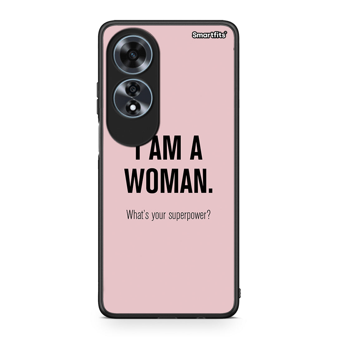 Oppo A60 4G Superpower Woman θήκη από τη Smartfits με σχέδιο στο πίσω μέρος και μαύρο περίβλημα | Smartphone case with colorful back and black bezels by Smartfits