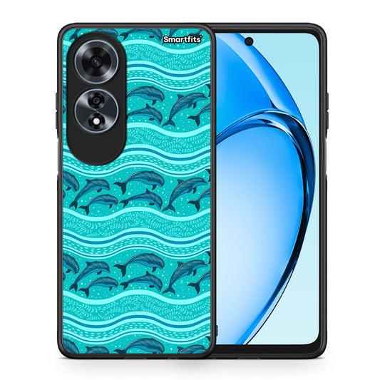 Θήκη Oppo A60 4G Swimming Dolphins από τη Smartfits με σχέδιο στο πίσω μέρος και μαύρο περίβλημα | Oppo A60 4G Swimming Dolphins case with colorful back and black bezels