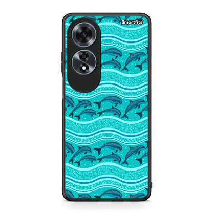 Oppo A60 4G Swimming Dolphins θήκη από τη Smartfits με σχέδιο στο πίσω μέρος και μαύρο περίβλημα | Smartphone case with colorful back and black bezels by Smartfits