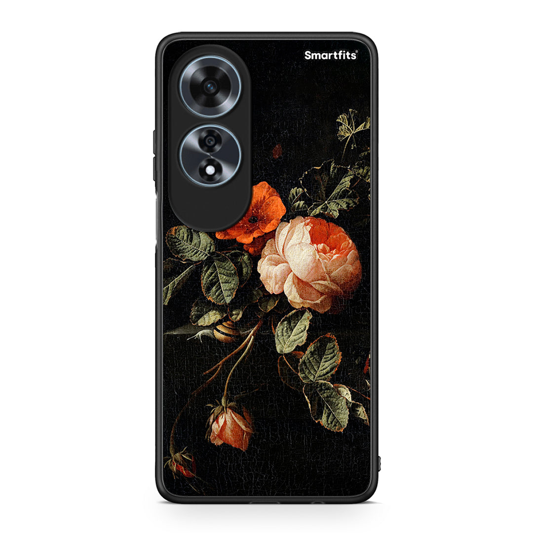Oppo A60 4G Vintage Roses θήκη από τη Smartfits με σχέδιο στο πίσω μέρος και μαύρο περίβλημα | Smartphone case with colorful back and black bezels by Smartfits