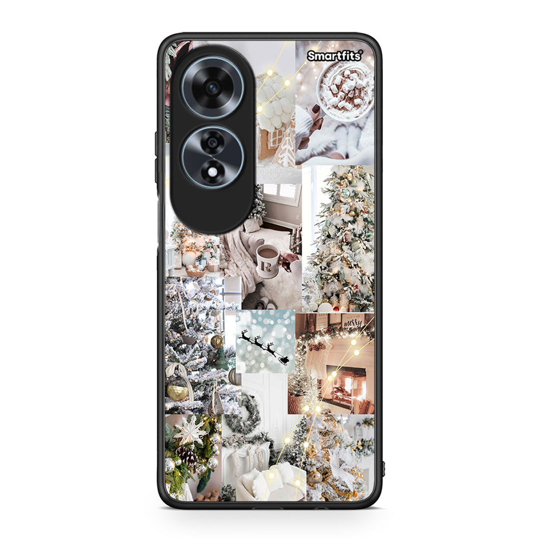 Oppo A60 4G White Christmas θήκη από τη Smartfits με σχέδιο στο πίσω μέρος και μαύρο περίβλημα | Smartphone case with colorful back and black bezels by Smartfits