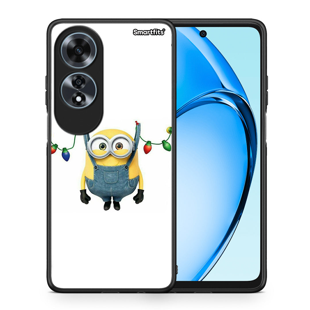 Θήκη Oppo A60 4G Xmas Minion Lights από τη Smartfits με σχέδιο στο πίσω μέρος και μαύρο περίβλημα | Oppo A60 4G Xmas Minion Lights case with colorful back and black bezels