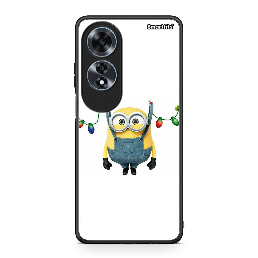 Oppo A60 4G Xmas Minion Lights θήκη από τη Smartfits με σχέδιο στο πίσω μέρος και μαύρο περίβλημα | Smartphone case with colorful back and black bezels by Smartfits