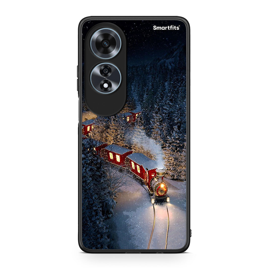 Oppo A60 4G Xmas Train θήκη από τη Smartfits με σχέδιο στο πίσω μέρος και μαύρο περίβλημα | Smartphone case with colorful back and black bezels by Smartfits