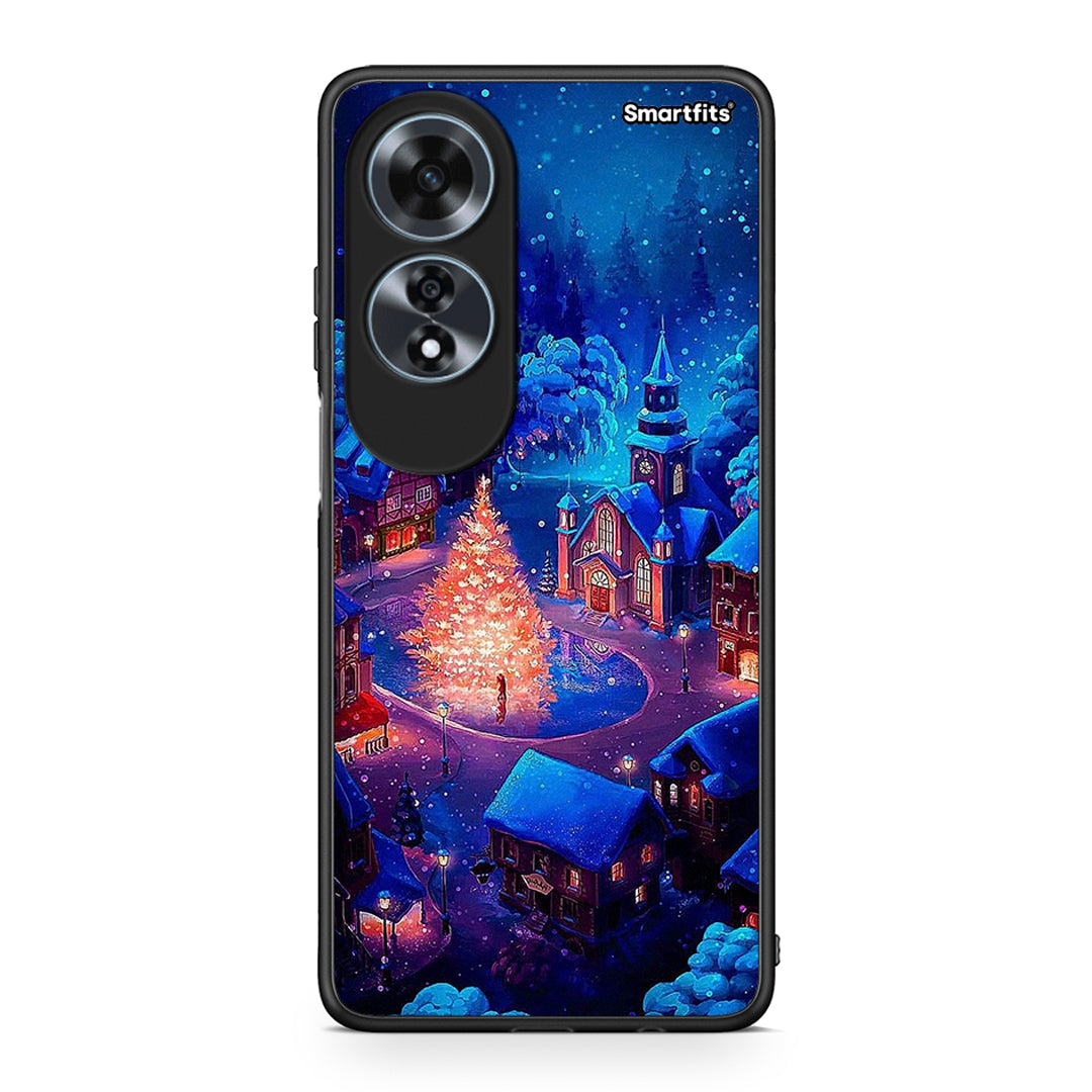 Oppo A60 4G Xmas Village θήκη από τη Smartfits με σχέδιο στο πίσω μέρος και μαύρο περίβλημα | Smartphone case with colorful back and black bezels by Smartfits