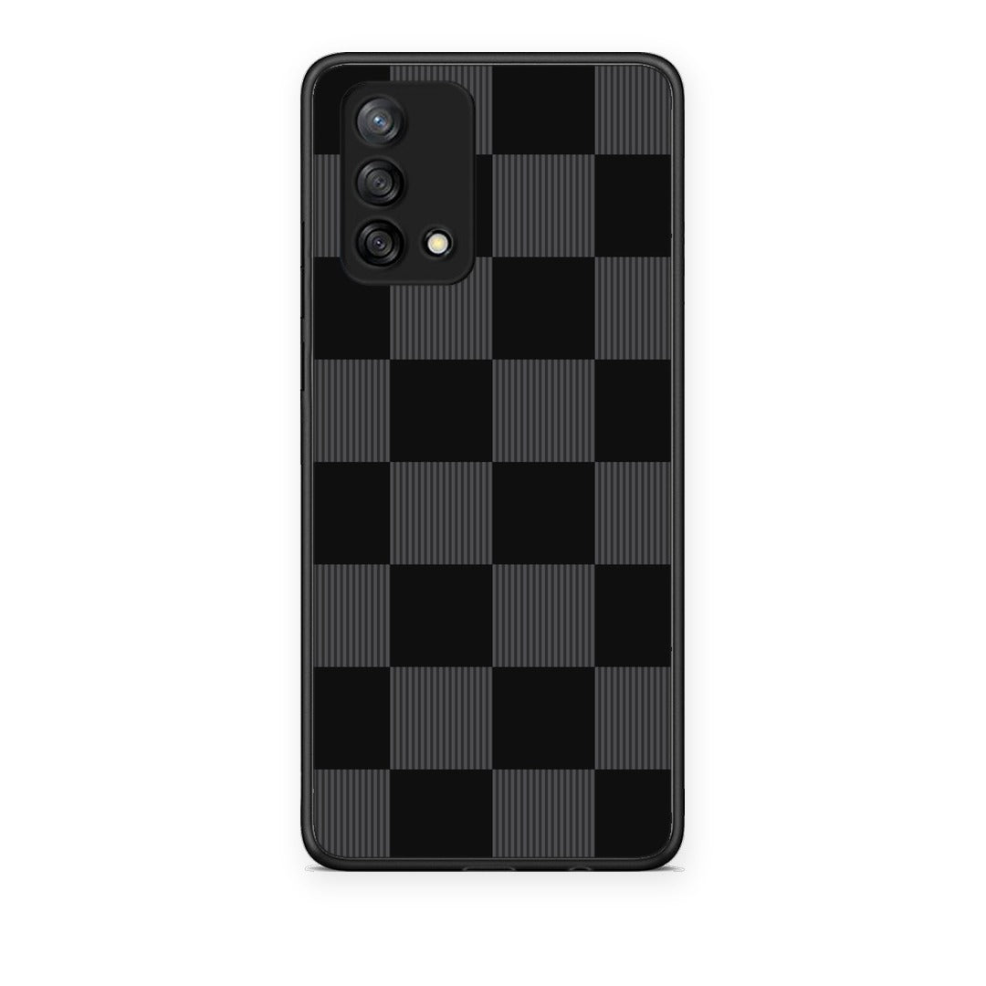 Θήκη Oppo A74 4G Black and Charcoal Striped Checks από τη Smartfits με σχέδιο στο πίσω μέρος και μαύρο περίβλημα | Oppo A74 4G Black and Charcoal Striped Checks case with colorful back and black bezels