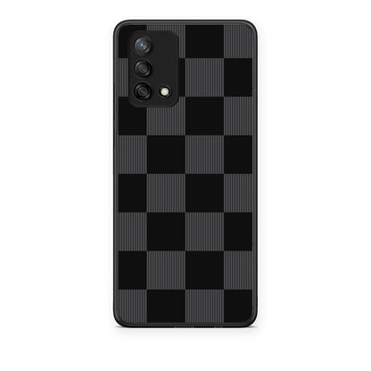 Θήκη Oppo A74 4G Black and Charcoal Striped Checks από τη Smartfits με σχέδιο στο πίσω μέρος και μαύρο περίβλημα | Oppo A74 4G Black and Charcoal Striped Checks case with colorful back and black bezels