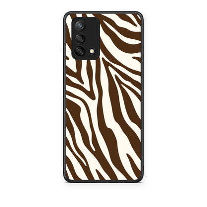 Θήκη Oppo A74 4G Brown and Cream Zebra Stripes από τη Smartfits με σχέδιο στο πίσω μέρος και μαύρο περίβλημα | Oppo A74 4G Brown and Cream Zebra Stripes case with colorful back and black bezels