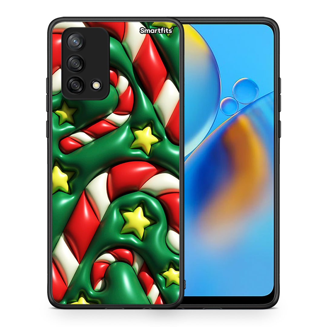 Θήκη Oppo A74 4G Christmas Bubbles από τη Smartfits με σχέδιο στο πίσω μέρος και μαύρο περίβλημα | Oppo A74 4G Christmas Bubbles case with colorful back and black bezels