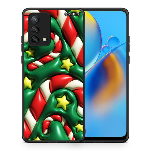 Θήκη Oppo A74 4G Christmas Bubbles από τη Smartfits με σχέδιο στο πίσω μέρος και μαύρο περίβλημα | Oppo A74 4G Christmas Bubbles case with colorful back and black bezels