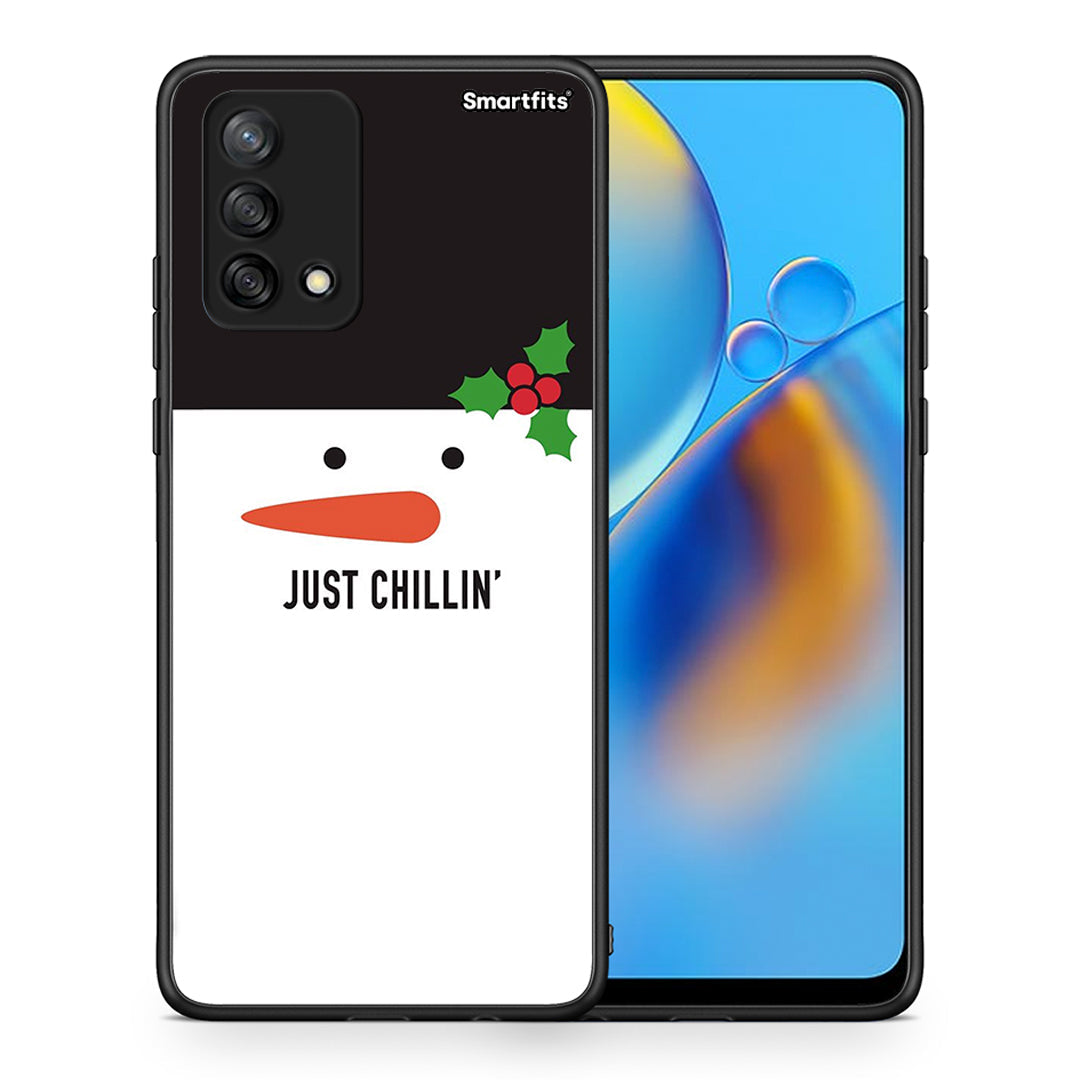 Θήκη Oppo A74 4G Christmas Chillin από τη Smartfits με σχέδιο στο πίσω μέρος και μαύρο περίβλημα | Oppo A74 4G Christmas Chillin case with colorful back and black bezels