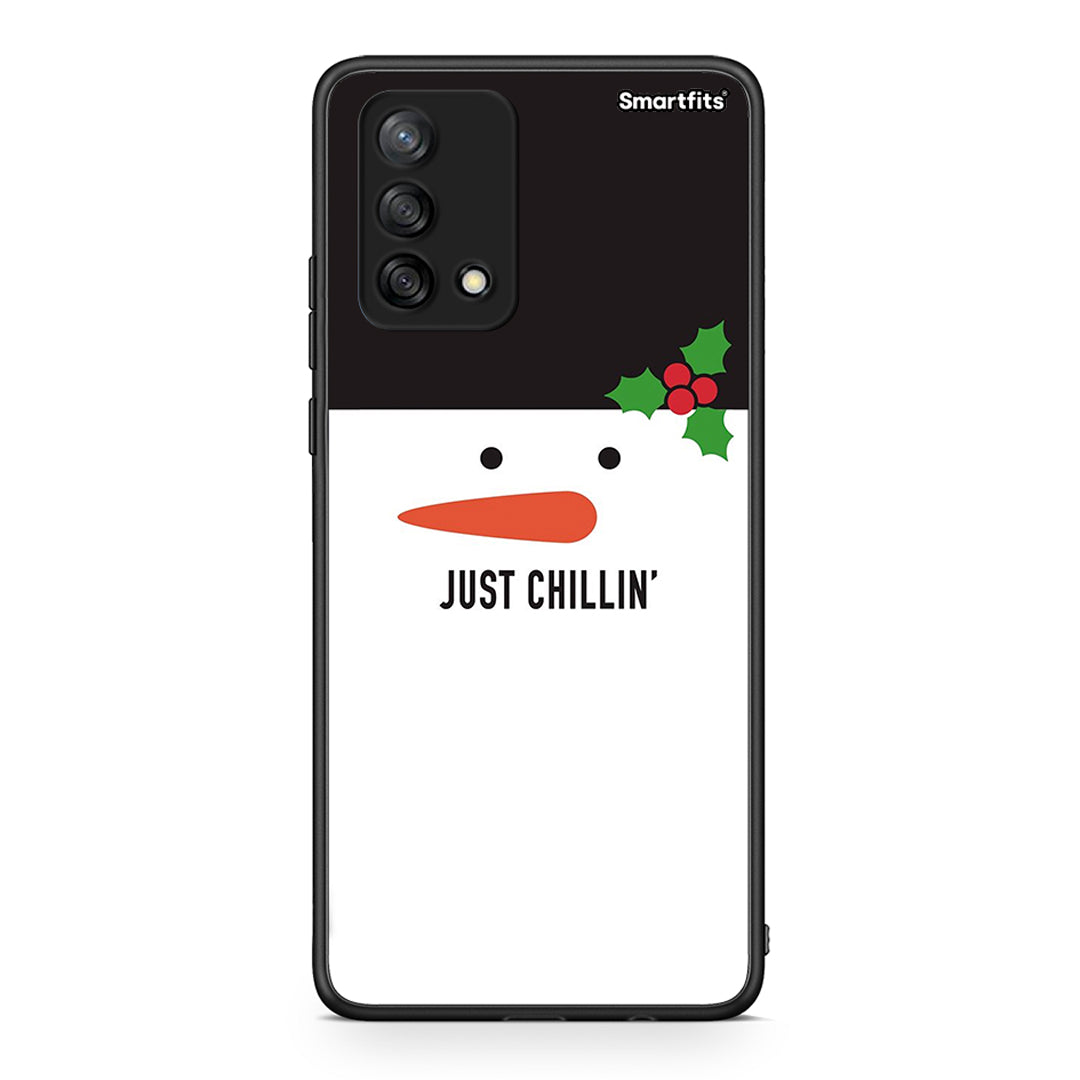 Oppo A74 4G Christmas Chillin θήκη από τη Smartfits με σχέδιο στο πίσω μέρος και μαύρο περίβλημα | Smartphone case with colorful back and black bezels by Smartfits