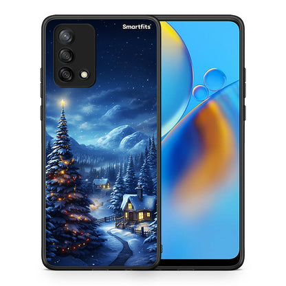 Θήκη Oppo A74 4G Christmas Scenery από τη Smartfits με σχέδιο στο πίσω μέρος και μαύρο περίβλημα | Oppo A74 4G Christmas Scenery case with colorful back and black bezels