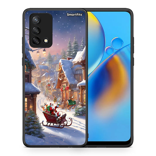 Θήκη Oppo A74 4G Christmas Snow από τη Smartfits με σχέδιο στο πίσω μέρος και μαύρο περίβλημα | Oppo A74 4G Christmas Snow case with colorful back and black bezels